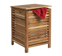 Relaxdays Cesto biancheria acacia coperchio&sacco