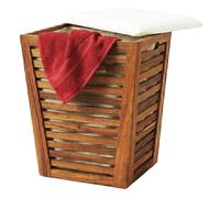 Relaxdays Cesto biancheria in acacia con seduta