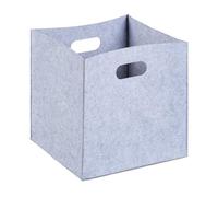 Relaxdays Cesto in feltro quadrato, HxLxP: 30 x 30 x 30 cm, pieghevole, con 2 aperture per il trasporto, grigio