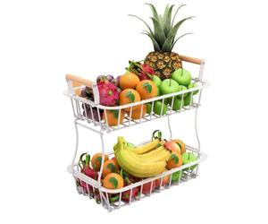 Relaxdays Cesto per frutta metallico a 2 piani