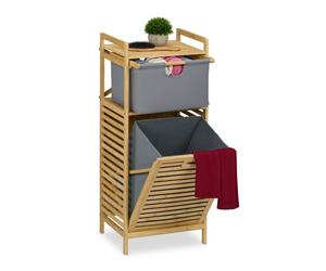 Relaxdays Cesto per il bucato con cassetto stoffa