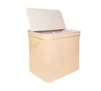Relaxdays cesto portabiancheria con coperchio, bambù, 170 l, 3 scomparti, HxLxP: 61 x 67 x 44 cm, per bagno, naturale
