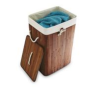 Relaxdays Cesto Portabiancheria con Coperchio, Bambù 83 L Cestino Rettangolare Pieghevole 65,5x43,5x33,5 cm, Marrone