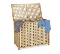 (TG. 46.1x87.9x68.1 cm) Relaxdays Cesto Portabiancheria Doppia, in Legno, HLP: 4