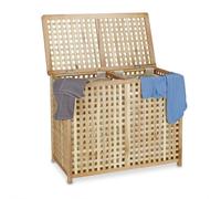 Relaxdays Cesto portabiancheria doppio in legno