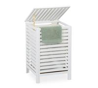 Relaxdays Cesto Portabiancheria, Sacco Porta Biancheria da 63 L, Estraibile, HLP: 65,5x45x45 cm, Legno di Noce, Naturale, Poliestere, Fibra