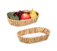 Relaxdays Cesto Portafrutta, Set da 2 Cestini Intrecciati Porta Frutta, Verdura e Pane, 7x33x22 cm, Stile Boho, Naturale, Cotone