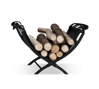 Relaxdays Cesto portalegna e borsa da trasporto pieghevole acciaio richiudibile portariviste HxLxP: 32 x 43,5 x 32 cm nero