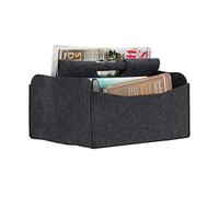 Relaxdays Cesto Portariviste, Feltro HLP 22 x 32 x 29 cm, 2 Scomparti, Manico, Stand Portagiornali Pieghevole Antracite