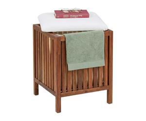 Relaxdays Cesto portaroba in acacia con seduta