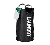 Relaxdays Cesto Sacco Portabiancheria Pieghevole, con Manici, Contenitore per Biancheria Rotondo, 60 l, HxØ: 70 x 38 cm, Arancione, Gommapiuma, 1 Pezzo