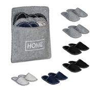 Relaxdays 6 Paar Gästehausschuhe aus Filz Set di 6 Custodia, Misure 36-45, Pantofole in Feltro, Suola Antiscivolo, Multicolore, 100%, 6 Paia