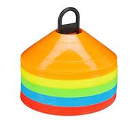 relaxdays 50x Cinesini 50 Birilli per Allenamenti di Calcio. Coni in 5 Colori con Supporto, Multicolore Unisex Adulto, Set da 10 pz