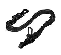 Relaxdays Cintura Sicurezza Cani Auto, Guinzaglio Allungabile 60-80 cm, Ammortizzatore, Moschettone e Aggancio Macchina, 70% plastica 30% Alluminio, Nero