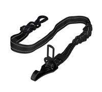 Relaxdays Cintura Sicurezza Cani Auto, Guinzaglio Allungabile 60-80 cm, Ammortizzatore, Moschettone e Aggancio Macchina, 70% plastica 30% Alluminio, Nero