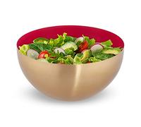Relaxdays Ciotola da Portata, Insalatiera, Design Moderno, Acciaio Inox, Tavola e Cucina, per Snack, Ø 25cm, Rosso Oro, Ø 25 cm