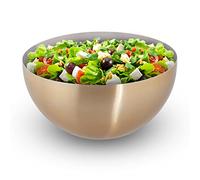 Relaxdays Ciotola da Portata, Insalatiera, Moderna, in Accio Inox, Ø 25 cm, per Tavola e Cucina, per Snack, Oro Argento, Acciaio