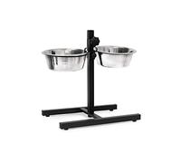 Relaxdays Ciotole Rialzate per Cani in Acciaio, 1,6 l, HxLxP: 42x46x27 cm, Supporto Regolabile, Antiscivolo, Argentato