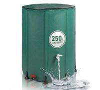 Relaxdays cisterna pieghevole 250 L, giardino & balcone, 2 rubinetti, troppopieno, coperchio anti-foglie, PVC, verde
