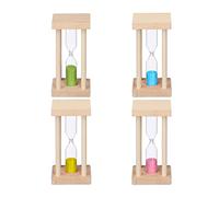 Relaxdays Clessidra per Bambini, Set 4 Timer Cucina 30sec, 1min, 3min, 5min, 9x4,5x9,5 cm Orologio per Bambini, Colorato
