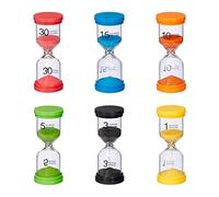 Relaxdays Clessidra, Set 6 Timer Cucina 1, 3, 5, 10, 15, 30 Minuti, 11 x 4,5 cm Orologio Bambini, Colorato