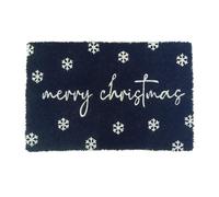 Relaxdays Coconut Mat, Merry Christmas, 60x40, Antiscivolo, Resistente alle intemperie, Tappetino per Interni ed Esterni, zerbino, Blu