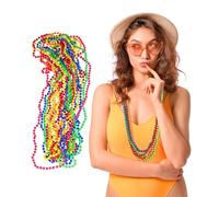 Relaxdays Collana Colorata con Perline, Accessorio Carnevale, 30 Collanine Hippie, per Costume, Feste Anni ‘80, 6 Colori