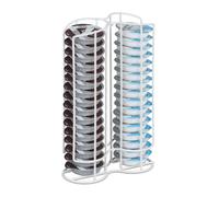 Relaxdays Porta Cialde Tipo Tassimo, Contenitore per 32 Capsule Macchinetta, Torre in Metallo, 29x18x8,5 cm, Bianco, Ferro