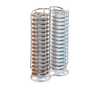 Relaxdays Porta Cialde Tipo Tassimo, Contenitore per 32 Capsule Macchinetta, Torre in Metallo, 29x18x8,5 cm, Argentato, Ferro