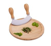 Relaxdays Coltello a Dondolo con Tagliere, per Erbe Aromatiche Bordo Rialzato, A