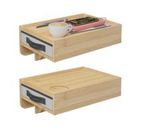 Relaxdays Comodino da Lettura, Set da 2, bambù, HxLxP: 14 x 37 x 26,5 cm, cassetto, ripiano da Letto, Naturale