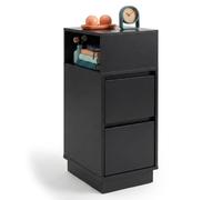 Relaxdays comodino, 2 cassetti, 1 vano aperto, nero | dimensioni HxLxP: 64 x 24 x 30 cm, per camera