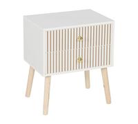 Relaxdays Comodino, 2 cassetti, frontale scanalato, HLP 47x40x30 cm, per camera da letto, effetto legno, bianco-naturale