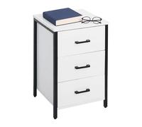 Relaxdays Comodino 3 cassetti, telaio in metallo, bianco/nero | HLP: 60 x 40 x 40 cm, camera da letto, squadrato
