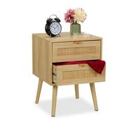 Relaxdays Comodino con 2 cassetti in rattan