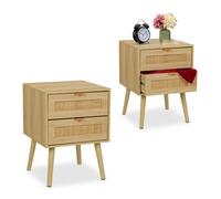 Relaxdays Comodino con 2 cassetti in rattan