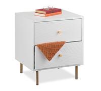Relaxdays Comodino con Cassetti per Camera da Letto, Tavolino Laterale da Divano Salotto, 52x45x40 cm, Bianco Oro, Ferro, HLP: 38x62x62 cm