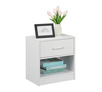 Relaxdays Comodino con Cassetto, Design Aperto HLP: 41,5 x 39 x 31 cm, Tavolino Basso per Salotto & Camera, Bianco, Fibra di Legno, 1 pz