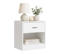 Relaxdays comodino con cassetto e vano aperto, 41x39x28 cm, bianco | Comodino da camera da letto, comodino