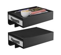 Relaxdays Comodino da letto agganciabile, set da 2, bambù, HxLxP: 14 x 37 x 26,5 cm, cassetto, nero