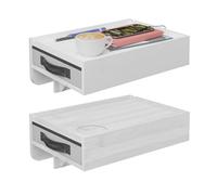Relaxdays Comodino da Lettura, Set da 2, bambù, HxLxP: 14 x 37 x 26,5 cm, cassetto, ripiano da Letto, Bianco