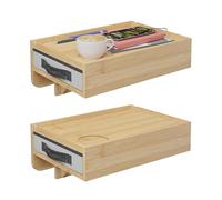 Relaxdays Comodino da Lettura, Set da 2, bambù, ripiano, Marrone Chiaro | HxLxP: 14 x 37 x 26,5 cm, cassetto