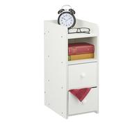 Relaxdays Comodino da Notte con Cassetti, Set 2 Tavolini Laterali Camera Letto, HLP: 55x22,5x34 cm, Comò Stretto, Bianco, 100% Fibra di Legno