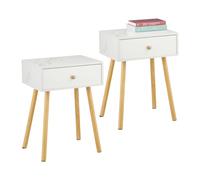 Relaxdays Comodino da Notte con Cassetto, 2 Tavolini Laterali Camera Letto, HLP: 55x40x32 cm, Stile Marmo, Bianco Grigio, 70% Fibra 30% Legno, 55 x 40 x 32 cm