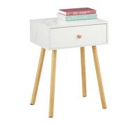 Relaxdays Comodino da Notte con Cassetto, Tavolino Laterale Camera Letto, HLP: 55x40x32 cm, Stile Marmo, Bianco Grigio, 70% Fibra 30% Legno, 55 x 40 x 32 cm