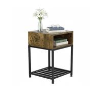 Comodino Relaxdays, con vano e ripiano, H 58x40x40 cm, Design Industriale, Legno Scuro e Metallo