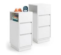 Relaxdays comodino, set di 2, 2 cassetti, 1 vano aperto, bianco | dimensioni AxLxP: 64 x 24 x 30 cm, per camera