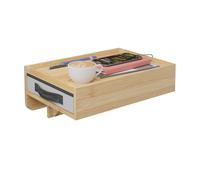 Relaxdays Mensola da Letto a Castello, Comodino Sospeso da Agganciare, 14x37x26,5 cm, Tavolino Cassetto, bambù, Naturale, Ferro, Poliestere
