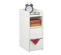 Relaxdays Comodino da Notte con 2 Cassetti, Tavolino Laterale Camera Letto, HLP: 55x22,5x34 cm, Comò Stretto, Bianco, 100% Fibra di Legno