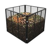 Relaxdays compostiera in Metallo per Giardino, Acciaio Nero, 800 L, 80 x 100 x 100 cm